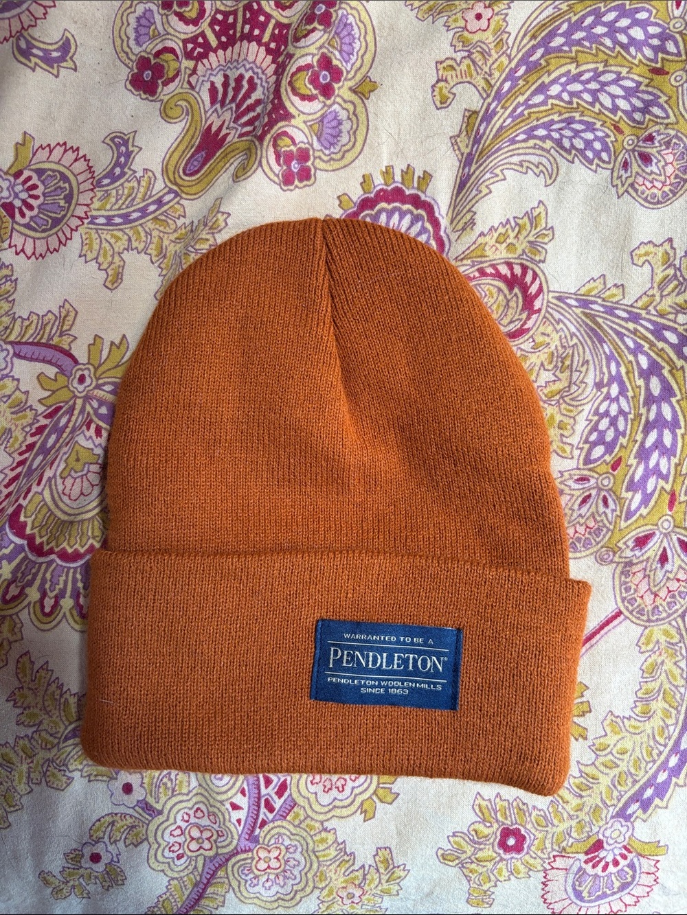 Pendleton Rust Orange Knit Cuffed Beanie